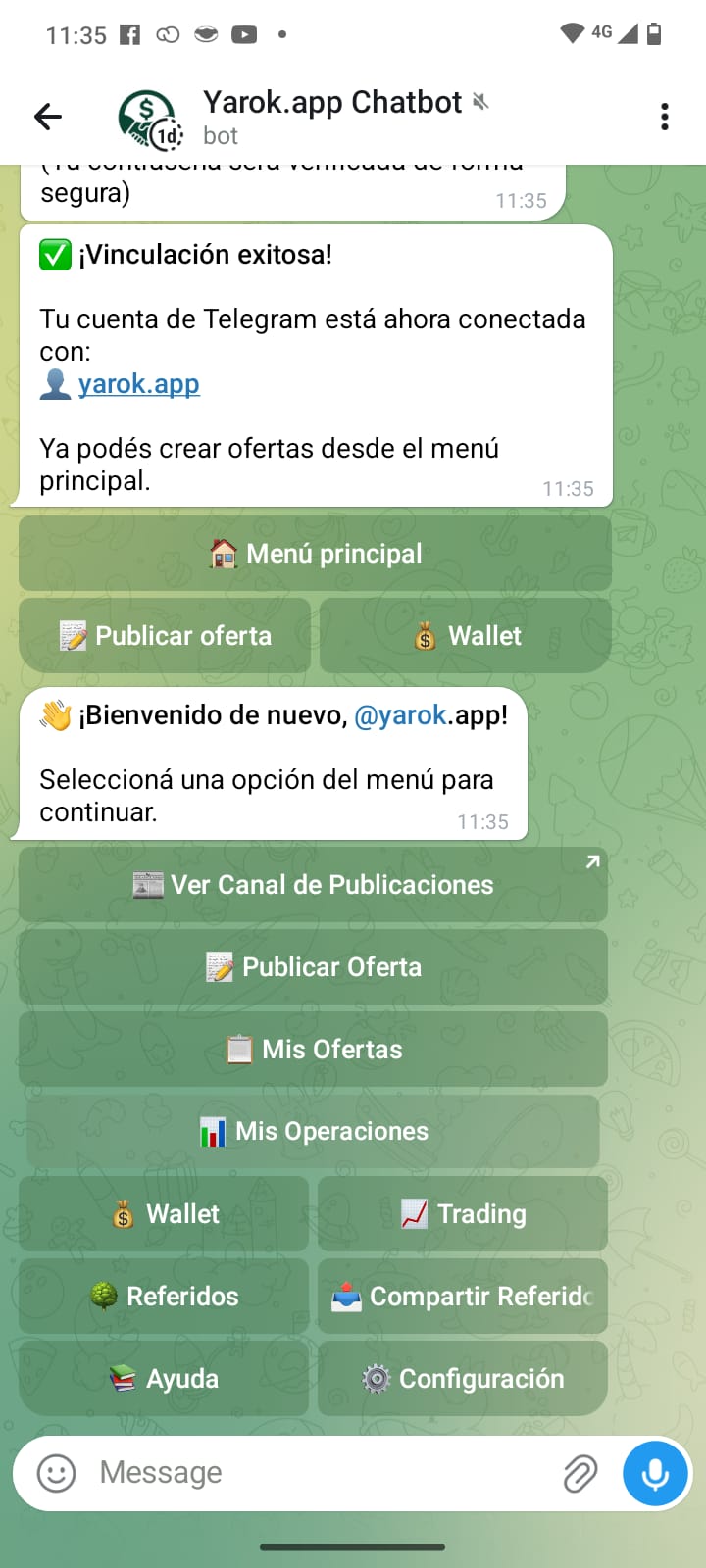 Paso 2 - Menú principal del bot